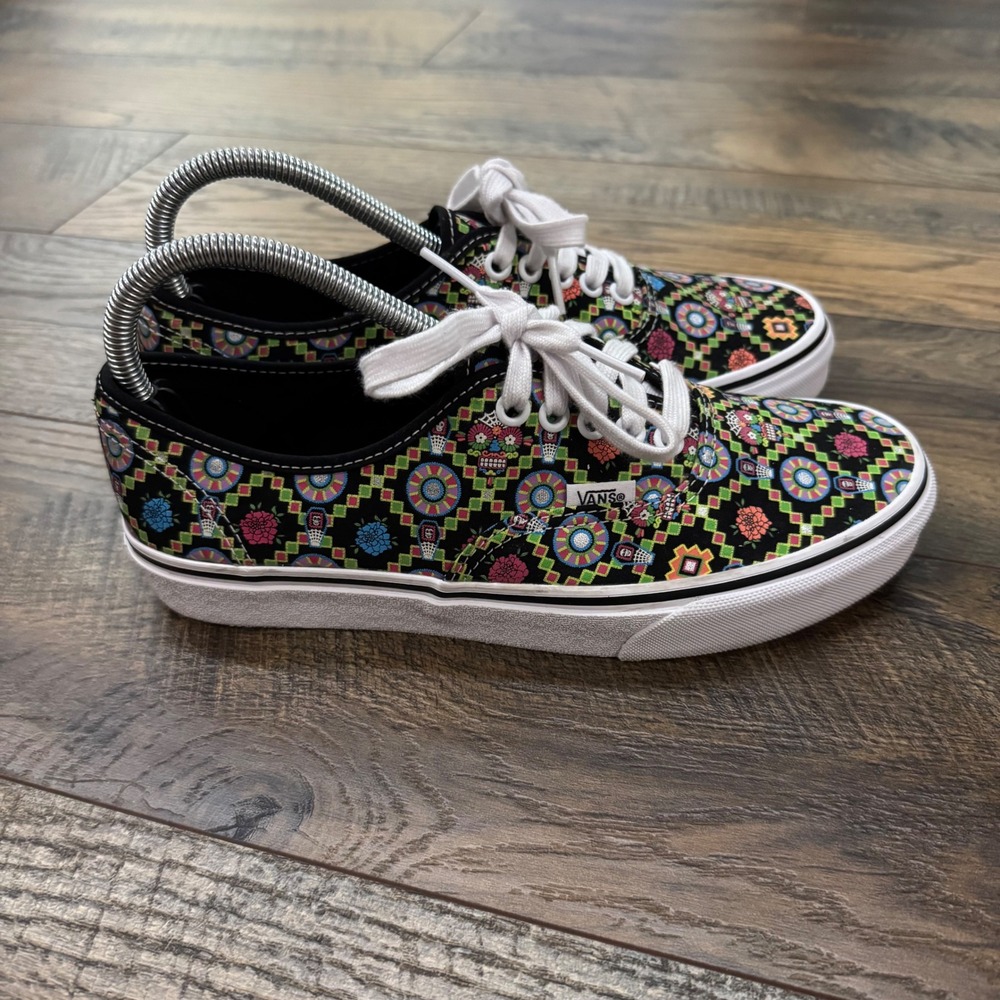 Vans Authentic Dia de los Muertos Floral Sugar Skull Sneakers Mens 7 Womens 8.5